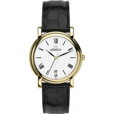 Mens Gold Plated Metropole Strap Watch.