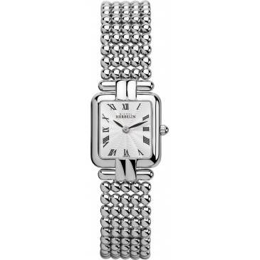 Womens Stainless Steel Square Perle Bracelet Watch