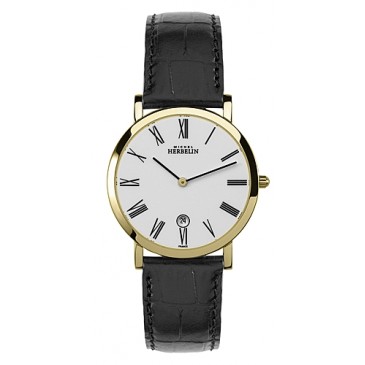 Mens Epsilon Gold Plated Extra Flat Strap watch.
