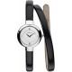 Womens Stainless Steel Watch with Leather Wrap Around Strap